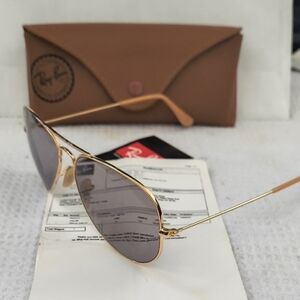 Like New Ray-Ban Gold Frame Sunglasses with Gray Lenses
